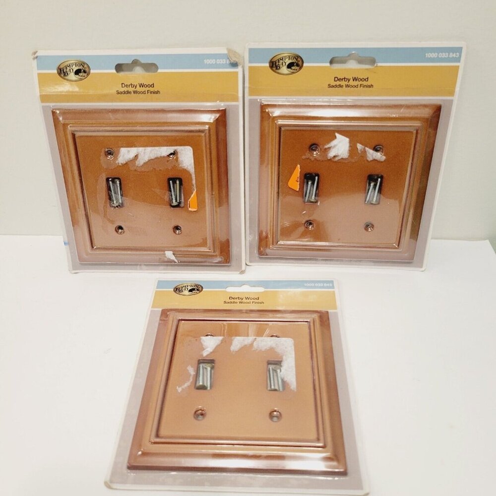 3 Derby Wood Saddle Wood Finish 2 Toggle Light Switch Cover Plate Hampton Bay